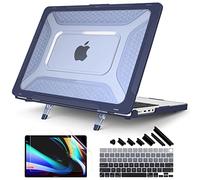 Batianda Extreme Heavy Duty Case for M5 MacBook Pro 14 inch 2025 2024 2023 2021 Release - Anti-Slip Reinforced Fold Stand (Holds 25lbs) Shockproof Honeycomb Exoskeleton Hybrid Armor - Navy Blue