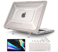 Batianda Extreme Heavy Duty Case for M5 MacBook Pro 14 inch 2026 2025 2024 2023 2021 Release - Anti-Slip Reinforced Fold Stand (Holds 25lbs) Shockproof Honeycomb Exoskeleton Hybrid Armor - Rock Gray