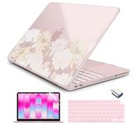 Batianda for MacBook Neo 13 Inch Case 2026 Release Model A3404, Abstract Art Ultra-Slim Hard Shell with Keyboard Cover, Screen Protector & USB Adapter, Lightweight Laptop Accessories Bundle,Gold Lotus