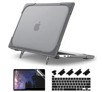Batianda for MacBook Pro 13 inch Case 2022 2020 Release A2338 M2 M1 A2289 A2251, Heavy Duty Plastic Hard Shell Cover with Fold Kickstand Shockproof Function for New MacBook Pro 13-inch Touch Bar, Grey
