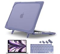 Batianda for New MacBook Air 13.6 inch Case 2022 2024 Release Model A2681 M2 A3113 M3, Heavy Duty Shockproof Protective Hard Shell with Fold Kickstand & Keyboard Cover Screen Protector, Lavender Grey