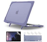 Batianda Heavy Duty Case for MacBook Pro 13 inch 2020 2022 M1/M2 Chip Model A2338 A2289 A2251, Ergonomic Foldable Kickstand (Holds 22lbs) Matte Translucent Protective Cover Keyboard Skin,Lavender Gray
