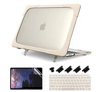 Batianda Heavy Duty Case for MacBook Pro 16 inch 2019 Model A2141, Khaki | Ergonomic Foldable Stand Holds 22lbs, TPU Bumper Corner Defense, Matte Translucent Shockproof Hard Shell & Keyboard Protector