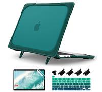 Batianda Heavy Duty Case for New MacBook Pro 13 Inch 2022 2020 A2338 M2 M1 Chip A2289 A2251 with Touch Bar, Shockproof Hard Shell Case with TPU Bumper Fold Kickstand & Keyboard Cover Skin, Deep Teal