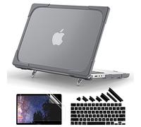 Batianda Heavy Duty Case for New MacBook Pro 14 Inch 2026 2025 M5 M4 M3 M2 Pro/Max Chip- Ergonomic Foldable Kickstand (Holds 22lbs/Zero Wobble) Matte Translucent Rugged Armor Cover, Grey