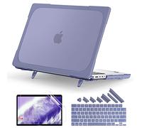 Batianda Heavy Duty Case for New MacBook Pro 14 Inch 2026 2025 M5 M4 M3 M2 Pro/Max Chip- Ergonomic Foldable Kickstand (Holds 22lbs/Zero Wobble) Matte Translucent Rugged Armor Cover, Lavender Grey
