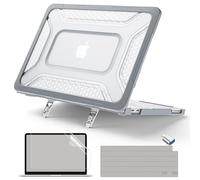 Batianda HexArmor Case for MacBook Neo 13 Inch 2026 Model A3404, Grey | Extreme Heavy Duty Case with Anti-Slip Durable Metal Stand Holds 25lbs,Honeycomb Hybrid Rugged Shell,Max Cooling & Stability
