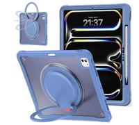 Batianda iPad Pro 11 inch Case 2024 M4 Chip Lightweight Dual-Layer Protective Tablet Cover, Durable Shock-Absorbing Corners with 360° Rotating Kickstand Ring Built-in Pen Slot,Lavender Grey