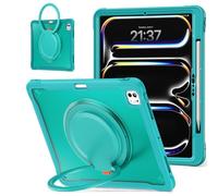 Batianda iPad Pro 13 inch Case 2024 M4 Chip Lightweight Dual-Layer Protective Tablet Cover, Durable Shock-Absorbing Corners with 360° Rotating Retractable Kickstand Ring Built-in Pen Slot, Blue