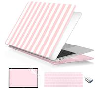 Batianda LumiArt Case for MacBook Air 13" M1 Chip, Pink Candy Stripe | Fits Model A2337/A2179/A1932, 2018-2020; 1.2mm Slim Lightweight Hard Shell Cover, Scratch Resistant,4-in-1 Accessories Bundle