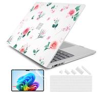 Batianda Premium Case for 13.8" Microsoft Surface Laptop Copilot+ PC 2024 (7th Edition) Flower Series Durable Scratch-Resistant Easy Install, with Keyboard Cover & Screen Protector, Peach Rose