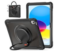 Batianda Ultimate Protective Case for New iPad 11th Generation 11 inch 2025 A16 Chip Sturdy Rugged Shockproof Silicone Tablet Cover with 360° Rotatable Ring Kickstand & Pencil Holder, All Black