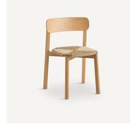 Batignolles Stacking Chair in Oak, Veneer and Straw, Designed By Emmanuel Gallina Natural Oak