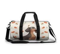 Batik Art Style Gym Bag Small Travel Duffle Bag with Compartment Carry On Weekender Bag for Women Men, I Love My Dog Dachshunds, 17.7in/9in/9in