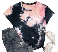 Batik T-Shirt for Women Tie Dye Tea Shirt Summer Casual Loose Shirt Tops, Multi-coloured C, M