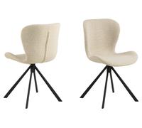 Batilda- Cream Bou abric & Steel Swivel Dining Chairs, Set Of 2 Curved Seat