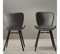 Batilda Dining Chair - Set of 2 - Dark Grey Velvet Fabric