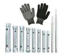 BATINO 10Pcs Dual-Ended Shower Valve Socket Wrench Set Faucet Nut Removal Tool for Removing Tub & Shower Valve Plumbers Socket Set Compatible Extended Spark Plug Wrench 6-22mm