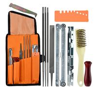 BATINO 11Pcs Universal Chainsaw Sharpener File Kit - Includes 5/32, 3/16, and 7/32 Round Files, 6 Inch Flat File, Filing Guide, Wood Handle, Depth Gauge, and Wire Brush - for Sharpening Chainsaw