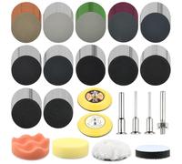 BATINO 130Pcs 3inch Sanding Discs Hook and Loop Assorted Grit Sandpaper Headlight Restoration & Alloy Wheel Repair Kit Wet Dry Sandpaer 60-10000 Grit with Polishing Pads for Auto Metal Wood