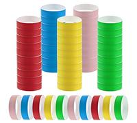 BATINO 500Pcs Paper Wristbands for Events, Paper Bracelets Wristbands Colored Waterproof Neon Wristbands Adhesive Wrist Party Bands Entrance for Events Music Festival Concert Contest (5 Colors)