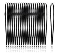 BATINO 50Pcs Black Breakaway Lanyard with J-Hook Bulk Flat Lanyards Neck Lanyard Strap for Name tag ID Badges Lanyards Safety Black Personalised Lanyar ds Neck Flat Premium Breakaway Badge Lanyar d