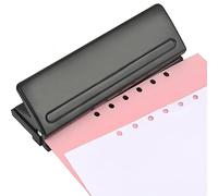BATINO 6 Hole Punch, Hole Puncher A4 A5 Adjustable Pitch Office Binder Punch Metal Hole Punch Desktop Planner Punch for A3 A6 B3 B3 B4 B5 B6 B7 Size Six Ring Binder Planner,8 Sheet Punching (Black)
