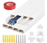BATINO Cable Trunking Kit, 3.2 Meter Concealer, Cable Tidy Cable Raceway, Self Adhesive Wall Cable Tidy, Trunking for Electric Cables, Cable Management Kit for Home Office - 8X L400mm, W24mm H14mm