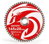 BATIOPV Circular Saw Blade 165 x 20 mm TCT - Multi Material Cutting Blade for Metal, Wood & Plastic - 60 Tooth Precision Saw Blade Compatible with Bosch, Makita, DeWalt & More