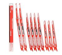 BATIOPV Reciprocating Saw Blades for Wood & Nails - 6 TPI Wood Cutting Blades for Construction Timber, Hardwood & Pallets - 9 Piece Set, 1/2" Universal Fit