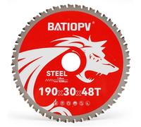BATIOPV TCT Circular Saw Blade 190 x 30mm x 48 Teeth - Mitre Saw Blade for low carbon steel, Aluminum, and Metal Cutting - Compatible with Makita, Dewalt, Bosch
