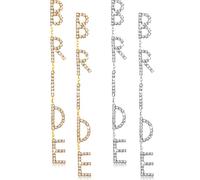 Batiyeer 2 Pairs Bride Earrings Wedding Bride Rhinestone Letter Dangle Earring Bridesmaid Bridal Earrings for Wedding Bridal Shower for Women, rhinestones and alloy, rhinestones and alloy