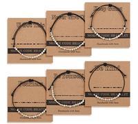 Batiyeer 6 Pcs Inspirational Morse Code Bracelet Gift for Women Silver Beads Bracelet Jewelry Encouragement Funny Birthday Gifts for Her Friend Sister