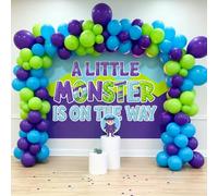 Batiyeer 7x5ft Monster Themed Baby Shower Backdrop a Little Monster is on the Way Party Decorations Banner Birthday Parties Decorations for Gender Reveal Kids Birthday Indoor Outdoor Party Supplies
