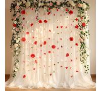 Batiyeer Tulle Curtain Backdrop 10x10 ft Wrinkle Free Sheer Curtain Set Wedding Backdrop Decorations with Flowers White Sheer Party Photo Booth for Wedding Bridal Shower Birthday Parties Home