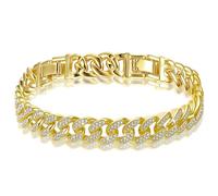 Batiyeer Women's Ankle Bracelets Cuban Link Chain Anklets Adjustable Chunky Anklets with Detachable Extender Rhinestone Bling Jewelry Gifts, 12 Mm, 9+2 Inches, zinc alloy and rhinestones, no gemstone