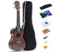 Batking Concert Ukulele for Beginners, Solid Mahognay 23 inch Hawaiian Ukuleles for Adults. Professional Ukalalee with Uke Beginner Bundle Kit (Gig Bag, Strap, Capo,Strings)
