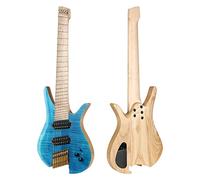 Batking Travel Guitar Electric 8 String Headless Guitars Fanned Fret Guitar for Adults (Blue)