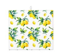 BATLAM Yellow Lemons Drying Mat For Kitchen,Upgrade Your Kitchen with Our Super Absorbent and Stylish Counter Mat - 16x18 Inches