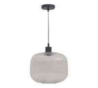 Batley Large - Clear Ribbed Glass with Black Pendant Fitting