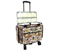 BatlFrist Rolling Sewing Machine Bag with Five 360-Degree Rotating Wheels,Sewing Machine Carrying Case Fits for Most Standard Sewing Machines,YKK zipper,Hard Bottom Pad (Floral)