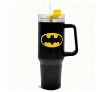 Batman 1200ml Insulated Stainless Steel Tumbler + Handle and Straw - Official DC Comics Travel Mug - Double-Walled Vacuum Flask for Work, School, Gym & More - Cold 17Hrs or Hot 5Hrs