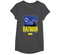 Batman 1989 Bat Signal in The Sky T-Shirt, Girls, Dark Heather Grey, X-Small