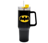 Batman 40oz / 1200 ML Black Tumbler with Straw & Lid | Leak & Spill Proof Travel Mug | Stainless Steel Vacuum Insulated Water Bottle with Handle Keeps Cold for 17Hrs or Hot for 5Hrs