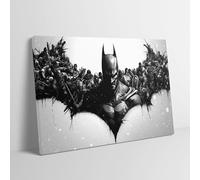 Batman and Bat Logo Stretched Canvas Modern Wall Art Picture Print Movie Fans Home Office Hotel Decoration Multiple sizes Ready to Hang (36x24inch / 91x61cm)
