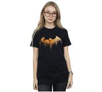 Batman Arkham Knight Halloween Moon Logo Fill Cotton Boyfriend T-Shirt DC Comics Black XL