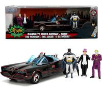 Batman BATMOBILE 1/24 DieCast JADA Classic TV Series Auto With 4 Figures