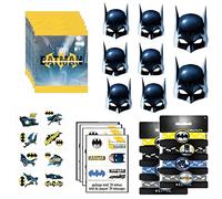 Batman Birthday Party Supplies Bundle includes Loot Bags, Paper Masks, Bracelets, Tattoos