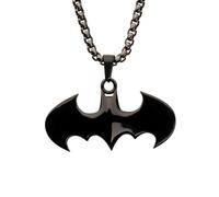 Batman Black IP Gothic Necklace - DC Comics Ion Plated Pendant Chain | Inspired by Gotham's protector, gothic style with black ion plated finish, includes a licensed jewelry gift box