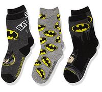 BATMAN Boys' Bat Signal 3 Pack Crew Socks Casual, Black Assorted, 6-8.5